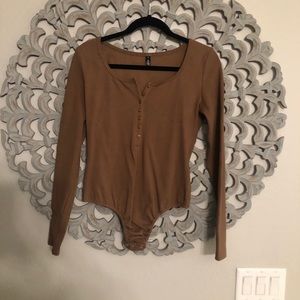 Tan Henley Bodysuit